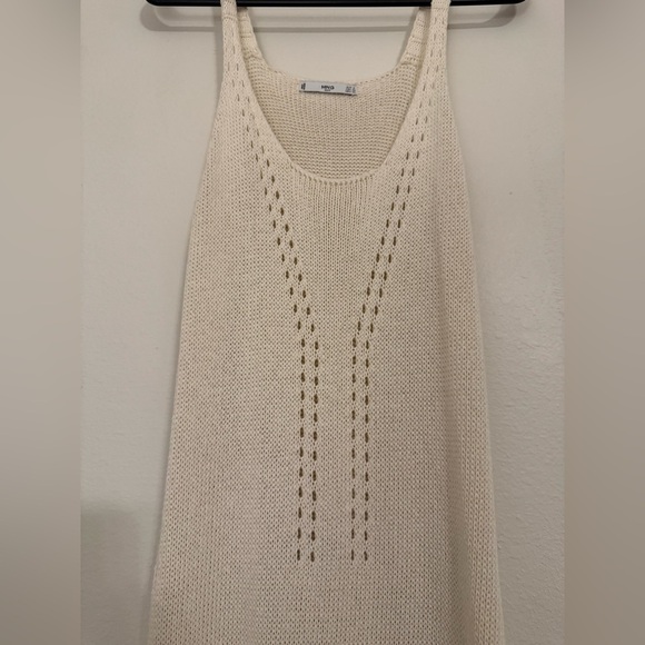 Mango Long Knit/Crochet Style Cream Dress - Picture 2 of 5
